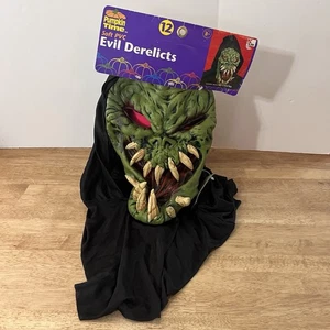 Máscara de Halloween de colección cuerno abandonado malvado monstruo diablo verde con capucha - Imagen 1 de 7