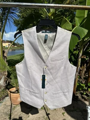 Size Small Perry Ellis Mens Waistcoat Suit Vest 4AHV4450RT Natural Linen - Image 1 of 4
