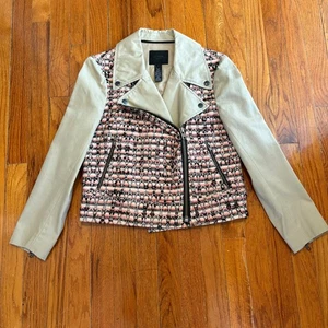 J. Crew Collection Damen 4 Tweed Moto Jacke Blazer Hellbeige Braun - Bild 1 von 10