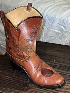 Stivali cowboy western rustici marroni porta liquore/bottiglie vino/caddy giddy-up - Foto 1 di 6