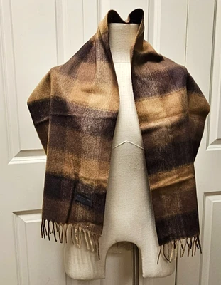 Винтажная зимняя коричневая кашемировая шерстяная бахрома Christian Dior Monsieur 54 дюйма с бахромой - Изображение 1 из 4