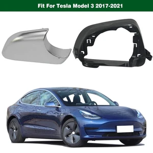 Right Front Rearview Mirror Cover Base + Frame Trim For Tesla Model 3 2017-2021 - Picture 1 of 8