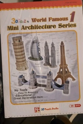 New in Package ~ 3D Mini Architecture Series Puzzle ~ World Famous 1 ~ 99 Pieces - Image 1 of 2