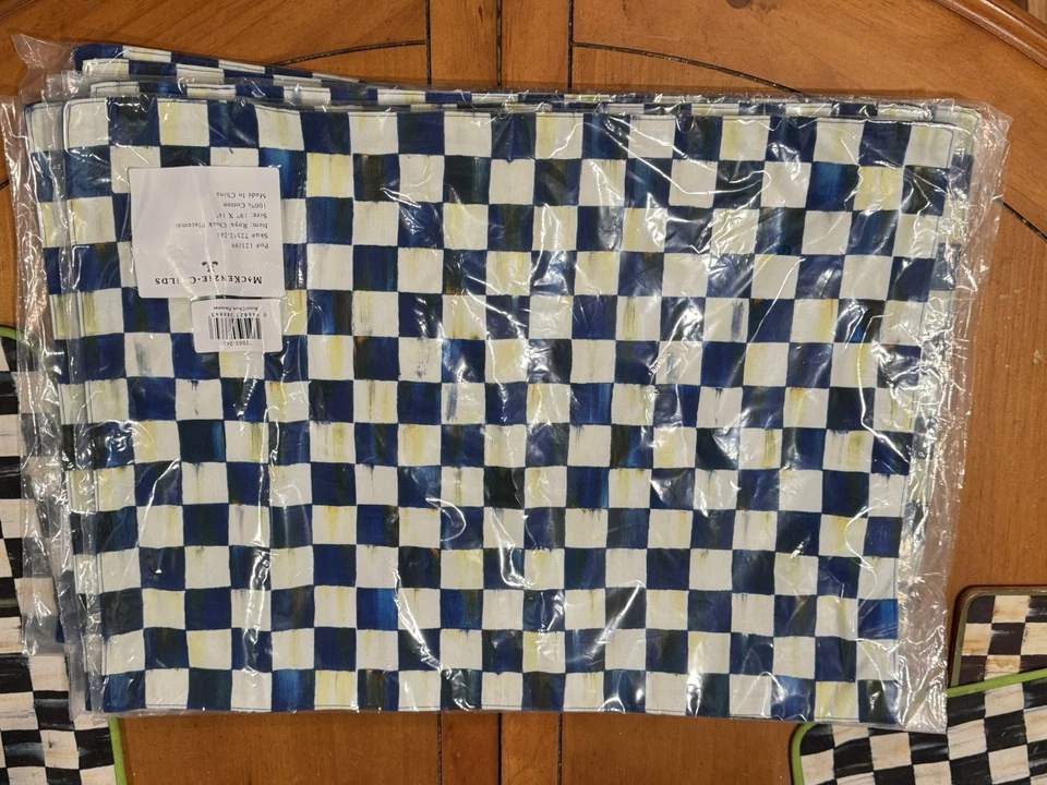 MANTEL INDIVIDUAL MACKENZIE NIÑOS AZUL Y BLANCO CUADROS REALES NUEVO CON ETIQUETAS Foto 1 de 4