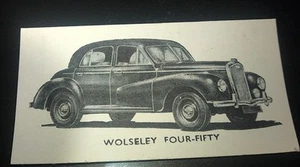 1951 WOLSELEY 4/50  Saloon Orig Swap Trade Card UK - Picture 1 of 2