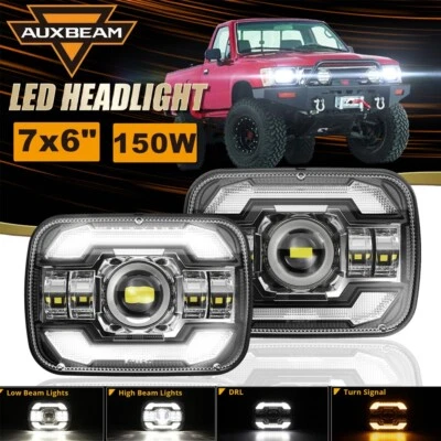 Светодиодные фары дальнего/низкого света Auxbeam 7x6 дюймов дневные ходовые огни для пикапа Toyota 1982-1995 годов выпуска 4Runner - Изображение 1 из 4
