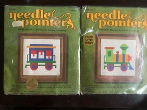 Engine + Parllor Vintage Train Series Needlepoint Kits Sunset NIP 5x5 ea - Picture 1 of 9