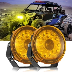 2x Auxbeam 9" 360-pro LED Pods Driving Lights + Amber Covers for Polaris RZR - Bild 1 von 12