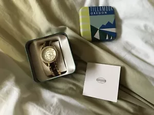 NEW women’s Fossil Riley ES3343 wristwatch golden analog multi-dial w/ crystals - Picture 1 of 4