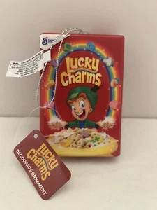 LUCKY CHARMS CEREAL ORNAMENT Decoupage Christmas Party NEW w/Tags - Picture 1 of 2