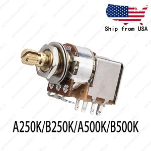 Full Brass Short Shaft Pot Push-Push Switch A250K/B250K/A500K/B500K 1 PCS - Imagen 1 de 13