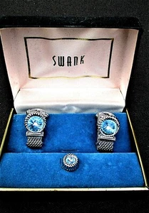 VINTAGE 1970'S WRAP-AROUND-DISCO JEWELED CUFFLINKS BY SWANK - Picture 1 of 4