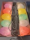 Vintage Set Of 10 Crystal Pastel Easter Egg String Lights Melted Popcorn Plastic