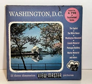 1955 VIEW-MASTER #A-790 WASHINGTON D.C. COMPLETE 3-REEL PACKET WITH SLEEVES X - Picture 1 of 19