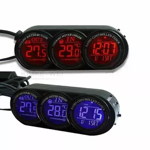 Auto Thermometer Innen/Aussen Digital Uhr Kalender Blau/Orange Leuchtung Neu - Bild 1 von 5