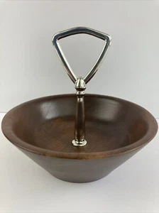 MCM Vintage Beautiful Solid American Walnut Wood Nut Bowl Mid Century Modern 6” - Picture 1 of 9