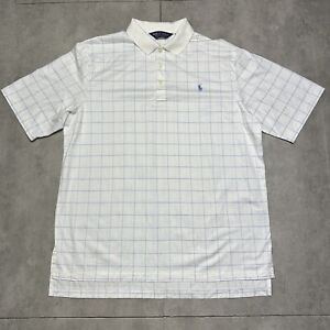 vintage polo ralph lauren golf polo shirt mens large white checkered preppy 90s