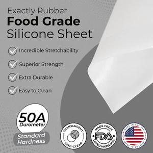 Hoja de goma de silicona de la FDA, 50A 1/16 x 24 x 18 pulgadas, grado alimenticio, material de junta - Imagen 1 de 5