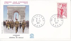 Enveloppe 1er jour 779 1971 Hommage au Général de Gaulle 2 - Picture 1 of 2