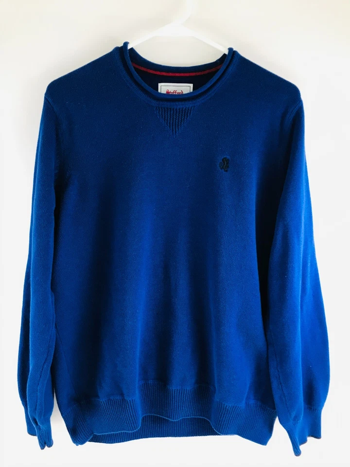 Stafford Sweater Men's Size Medium Blue Long Sleeve Pullover Crew Neck Knitted - Image 1 of 4