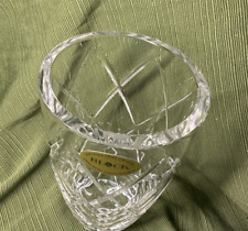 Block 24% Lead Crystal Monet Barrel Vase ~ Handmade Czech Rep Diamond Cut 7"