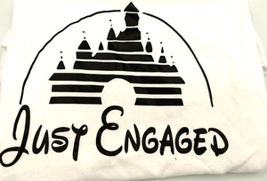 JUST ENGAGED Theme Park Castle T-shirt - White - Large - Picture 1 of 2
