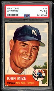 Johnny Mize Card 1953 Topps #77 PSA 4