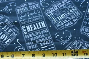 26" Long, Kitchen Prayers on Black Quilt Cotton, Quilting Treasures, Reed, N4549 - Picture 1 of 6