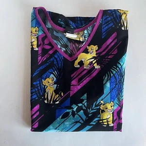 Disney Lion King Scrub Top Shirt Blue 2 Pockets Size XL Work Uniform Nurse Tech - Picture 1 of 5