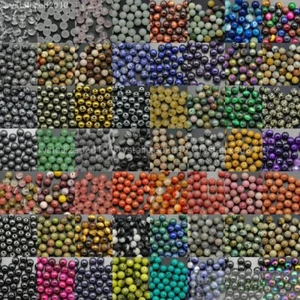 Natural Gemstone Round Spacer Beads 4mm 6mm 8mm 10mm 12mm Wholesale Assorted - Picture 1 of 62