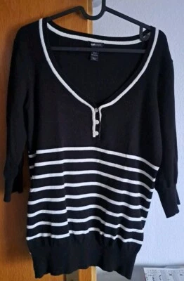 Umstandsmode Still-Pullover Damen C&A MAMA, Größe M, schwarz + weiß, gestreift - Bild 1 von 4