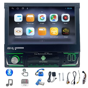 7" Android Player Single 1Din Car Radio Flip Out Stereo GPS WiFi Touch Screen BT - Picture 1 of 15