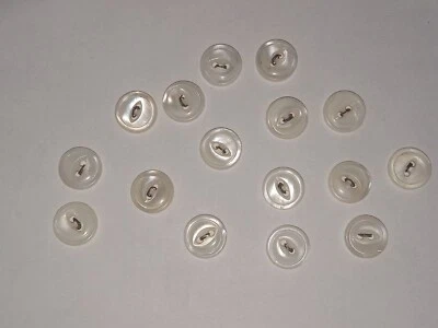 Antique mother of pearl buttons 2 hole shankless. Set of 16 - Image 1 of 3