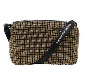 Alexander Wang mini borsetta donna ereditaria maglia cristallo giallo nero strass - Foto 1 di 14