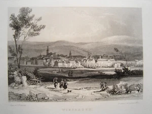 Wiesbaden Gesamtansicht wunderschöner, echter, alter  Stahlstich 1844 - Picture 1 of 1