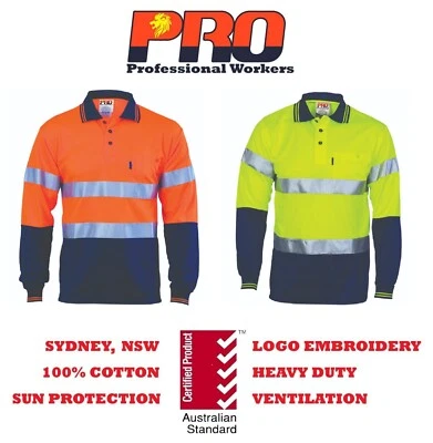 1 pack Hi Vis POLO Safety WorkWear Long Sleeve Polo Shirt with tape 3016 - image 1 of 3