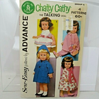 Vintage Advance Sewing Pattern Chatty Cathy Doll Group G 4 patterns Uncut FF - Image 1 of 2