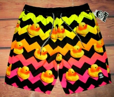 MENS NEFF RUBBER DUCK DRAWSTRING HOT TUB SWIM BOARD SHORTS SIZE S - Image 1 of 2