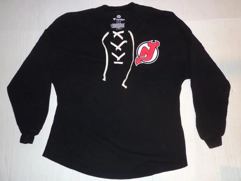 NWT New Jersey Devils NHL Fanatics Lace Up Pullover Hockey Spirit Jersey Mens  M Cover