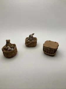 Konvolut Miniatur Vintage 80er Jahre D. Rubis Körbe mit Teddybär Hase Kaninchen - Bild 1 von 20