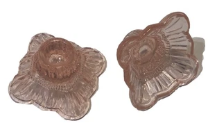 Pair Vintage Pink Depression Glass Candlestick Holders - Picture 1 of 6