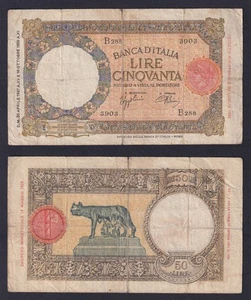 Banconota Italia 50 lire Lupetta 30.4.1937 P.-54b MB+/F+ - Picture 1 of 2