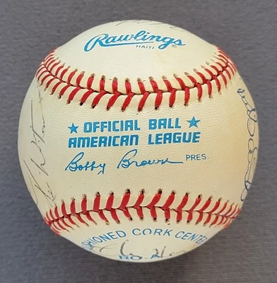 Béisbol marrón OAL firmado por el equipo de los Indios de Cleveland 1993 Albert Belle, Alomar Jr. Foto 1 de 4