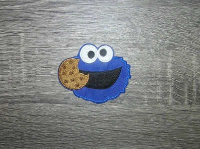 Cookie Monster w/Cookie Character Embroidered Iron On Patch 3" x 2.25"