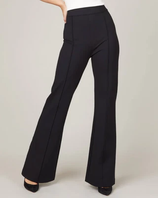 Spanx The Perfect Pant High Rise Flare Ponte L Tall 31x35 Black Pull On Pleated - Image 1 of 4