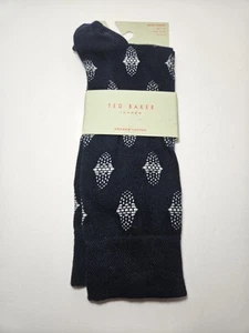 Mens Ted Baker London Organic Cotton Geometroc Patterned Crew Dress Socks 1 Pair - Picture 1 of 11