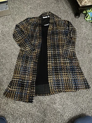 Nuevo Conjunto Cárdigan Susan Graver Marrón Tweed Manga Larga y Camiseta sin Mangas M Foto 1 de 4