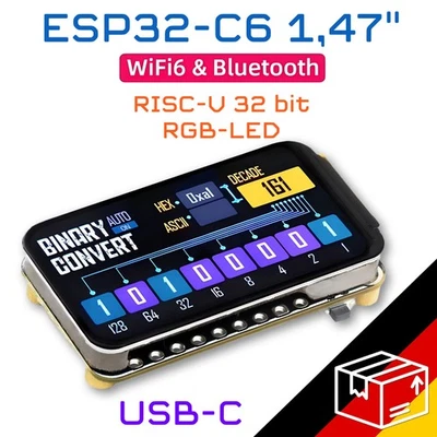 Original Waveshare ESP32-C6 1,47" 320x172 Display WiFi 6 BLE5 MicroSD LVGL NEU