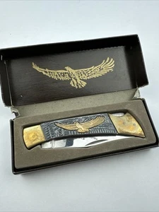 Vintage 1980er Seki Japan - Adler - Taschenmesser mit Messinggriff 7,5 cm - Bild 1 von 8
