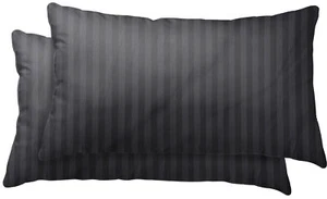 2 Kissenbezüge Kissenhülle Dekokissenhülle 40x80 cm gestreift schwarz Microfaser - Bild 1 von 3
